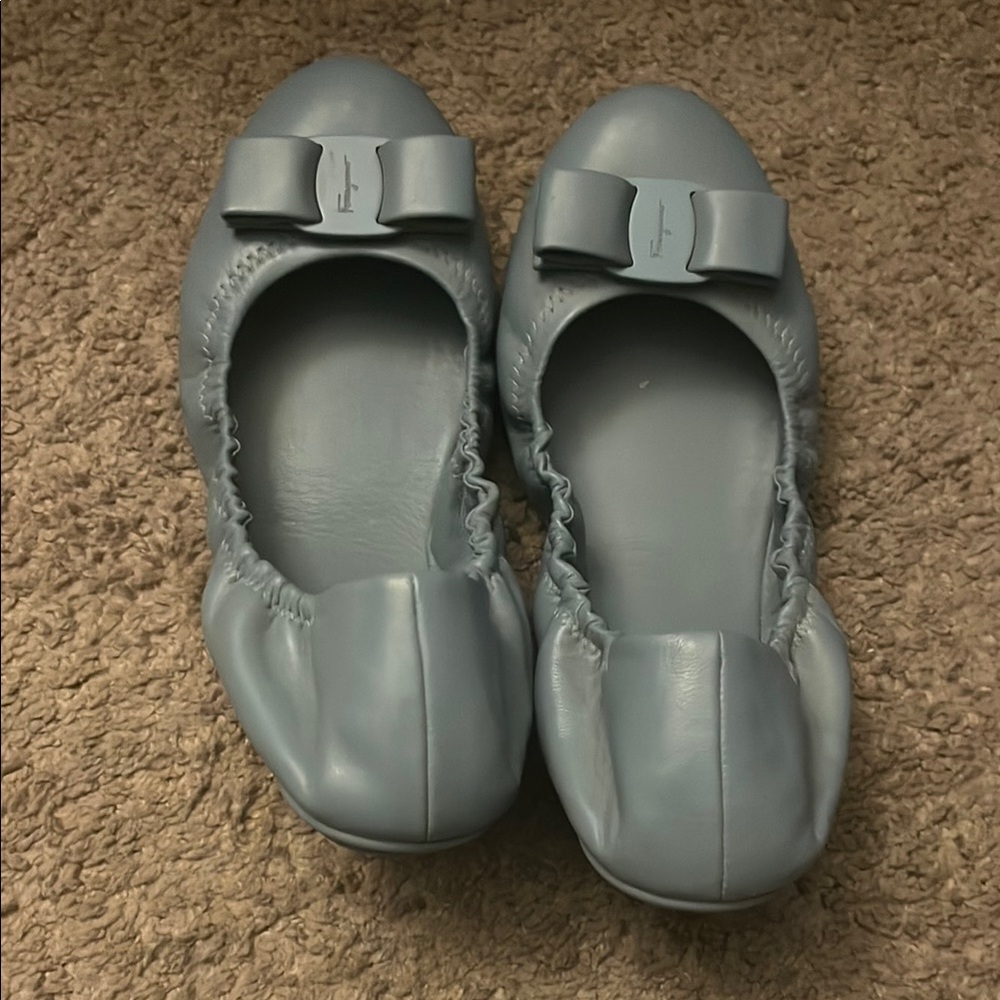 Ferragamo Blue Ballet Flats